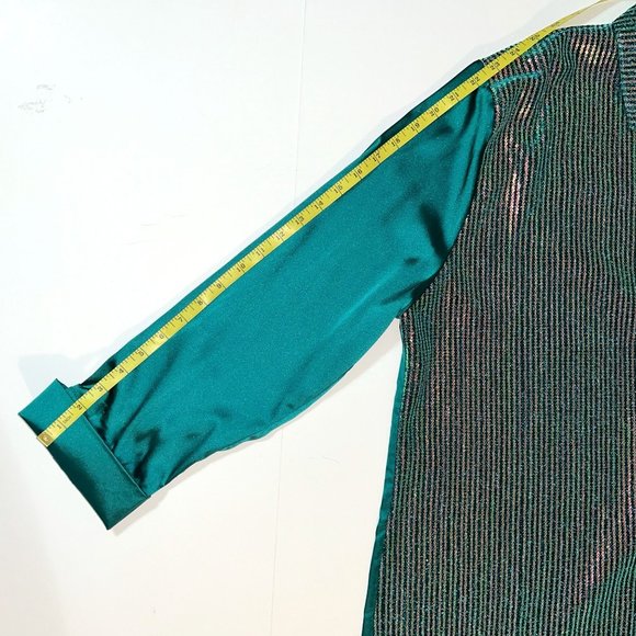 GeeGee Plus - Women's Size 1XL Green Sequins Long Sleeve Button Up Blouse - Picture 11 of 11